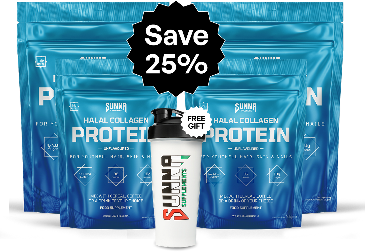 Halal Collagen 4 Month Bundle + Free Shaker