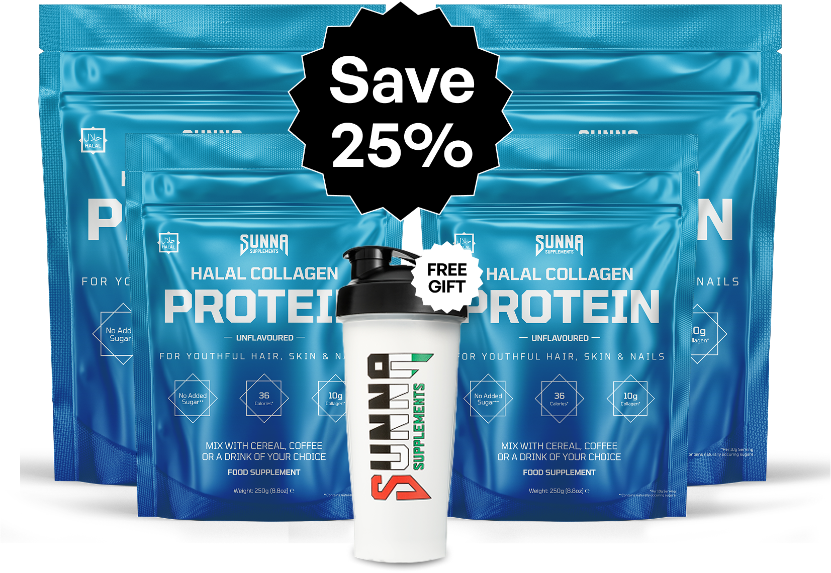 Halal Collagen 4 Month Bundle + Free Shaker